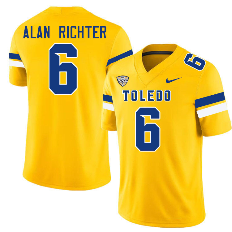 John Alan Richter Toledo Jersey,Toledo Rockets #6 John Alan Richter Jersey Youth College-Gold